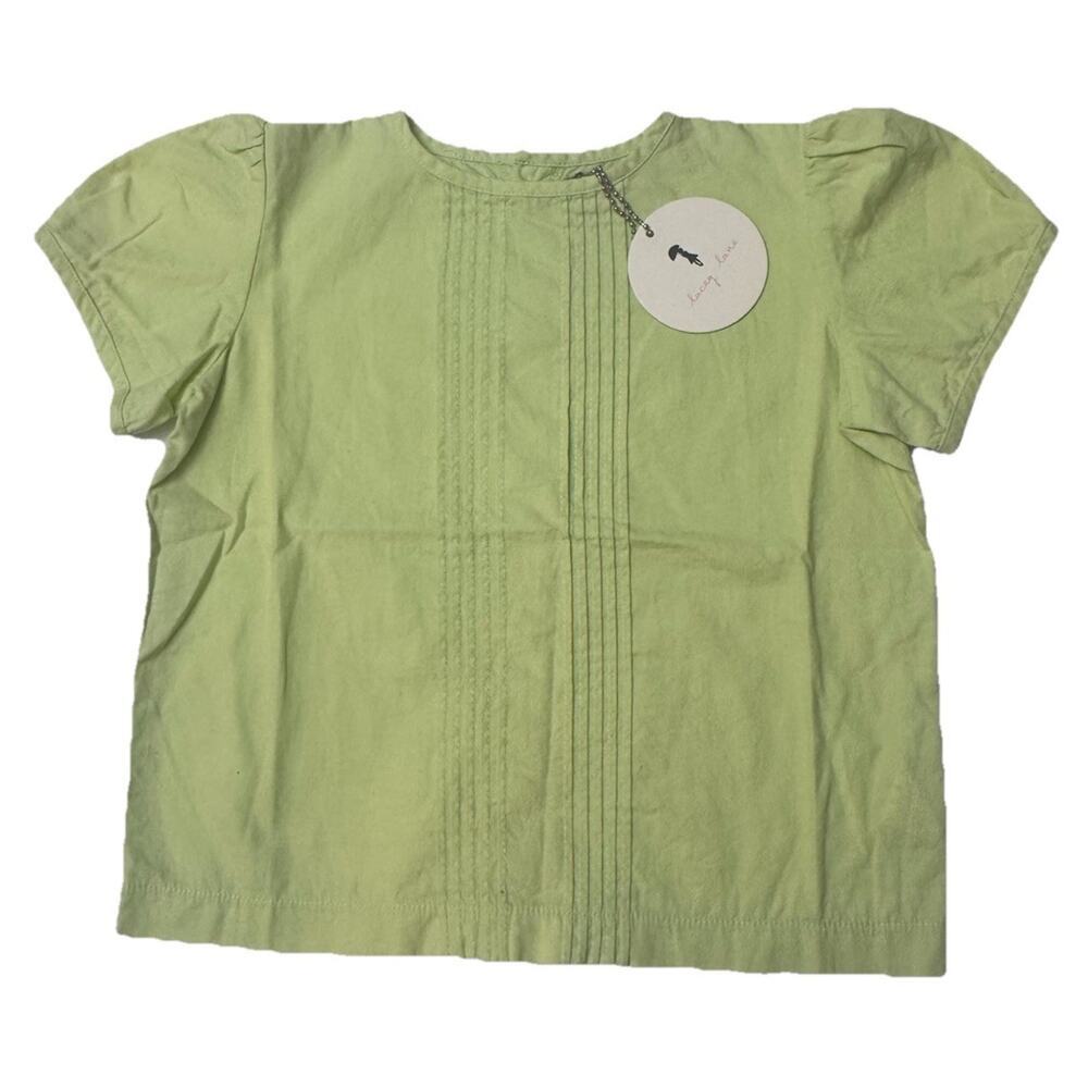 Lacey Lane Girls Lime Green Puff Sleeve Blouse Size 3 NWT Cottagecore